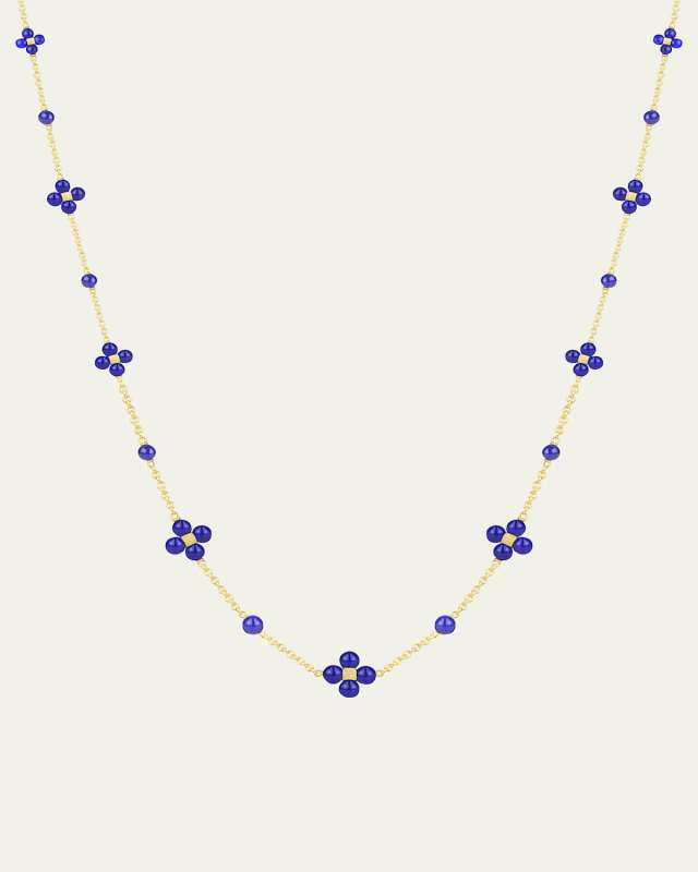 Sequence 18K Yellow Gold Lapis Cluster Necklace